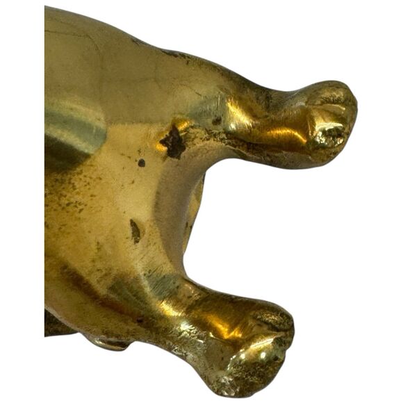 Vtg Brass Dog 3.5in X 4in Statue Figurine 80s Sitting Retro Boxer? MCM Solid - Picture 4 of 14